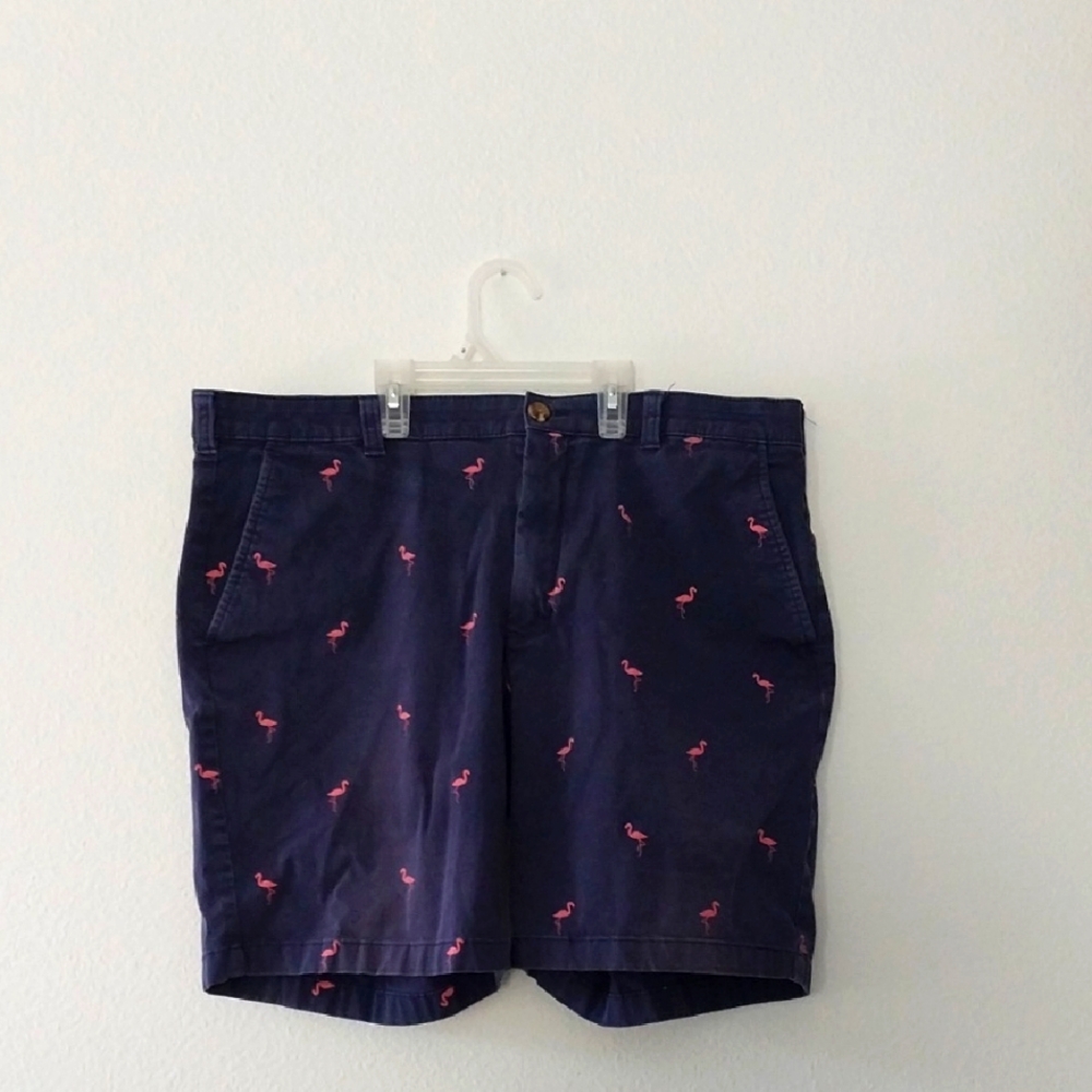 Club Room Preppy Navy Blue Flamingo Print Men's Shorts size 36